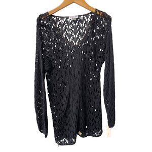 Vintage 90s Carly Blake Open Knit Sweater Large Fairygoth Black Deadstock NEW